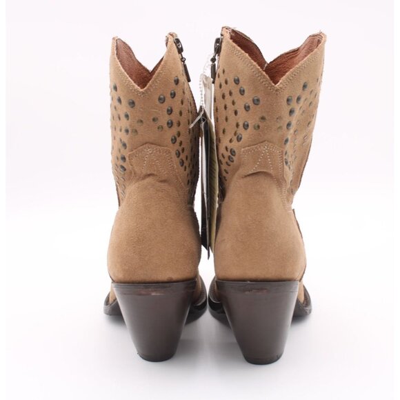Dan Post Women's Stud Boots In Suede Leather Taupe/Tan SZ 9 New - Picture 4 of 9